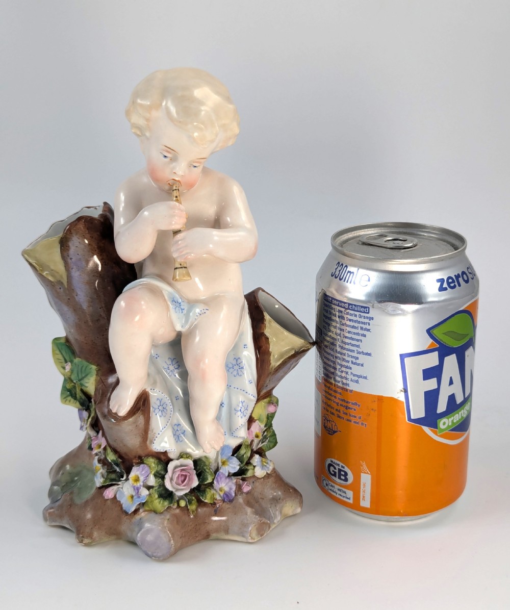 Antique Porcelain Cherub Figurine/Vase, Richard Eckert, Dresden, 1909 View VIII