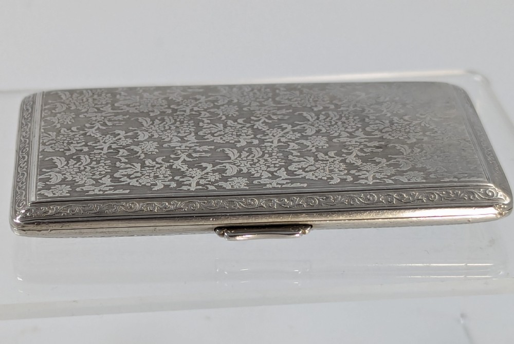 Elegant Sterling Silver Cigarette Case with Floral Design View VIII