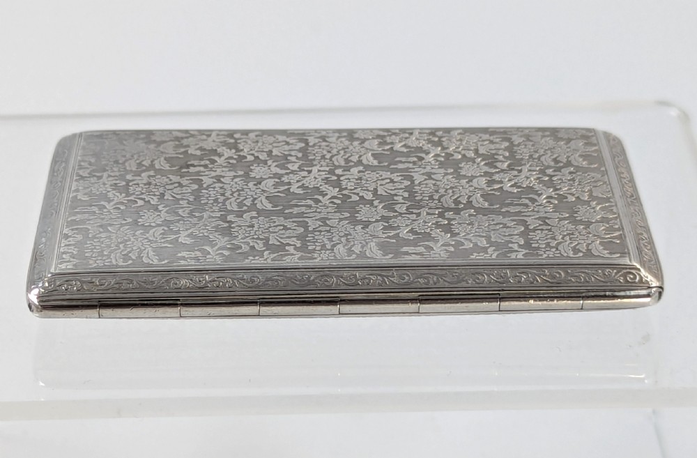 Elegant Sterling Silver Cigarette Case with Floral Design View IX