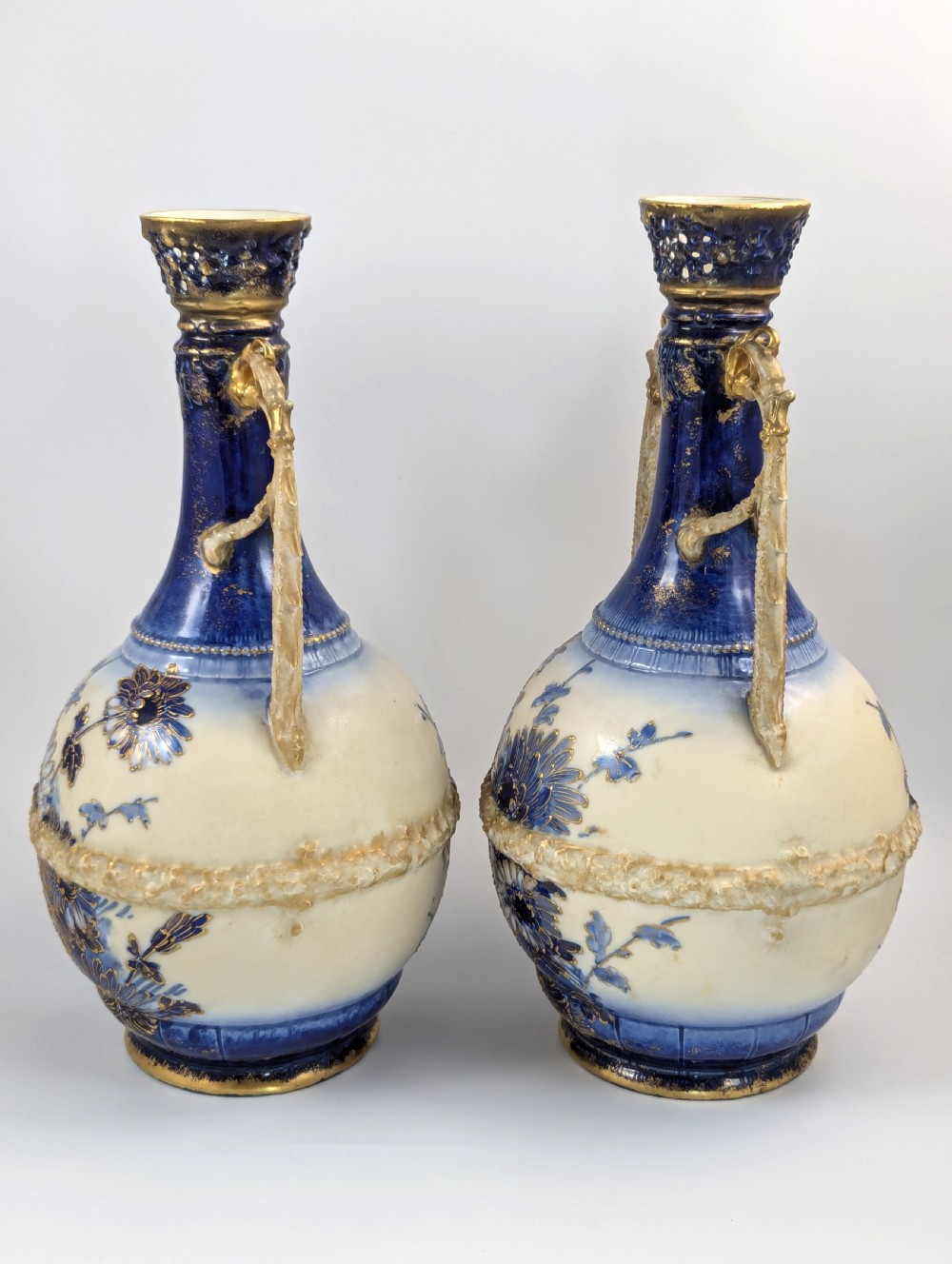 Antique Porcelain Hand Painted Vases by Ernst Wahliss , c.1910. View II