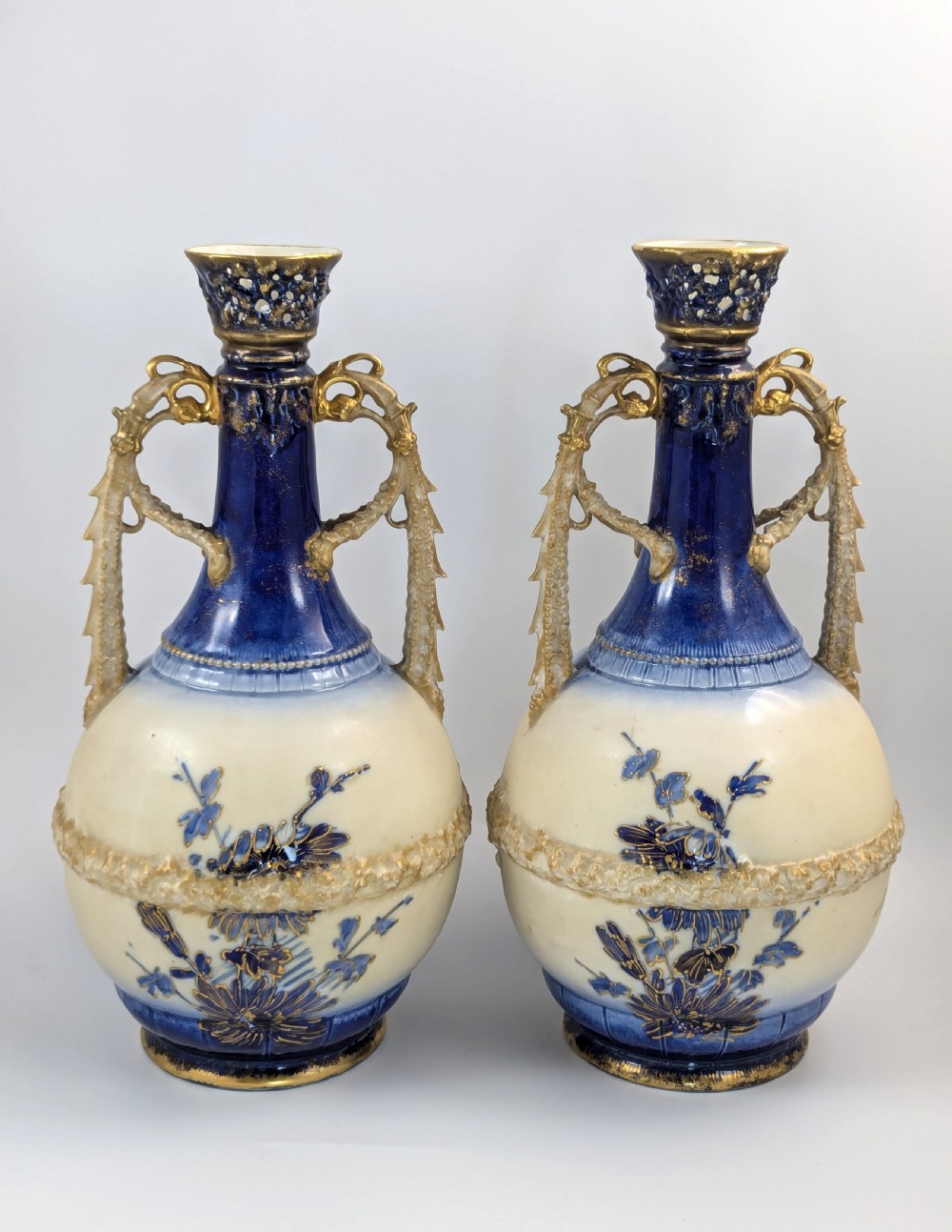 Antique Porcelain Hand Painted Vases by Ernst Wahliss , c.1910. View III