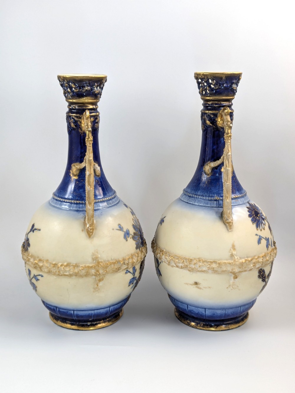 Antique Porcelain Hand Painted Vases by Ernst Wahliss , c.1910. View IV