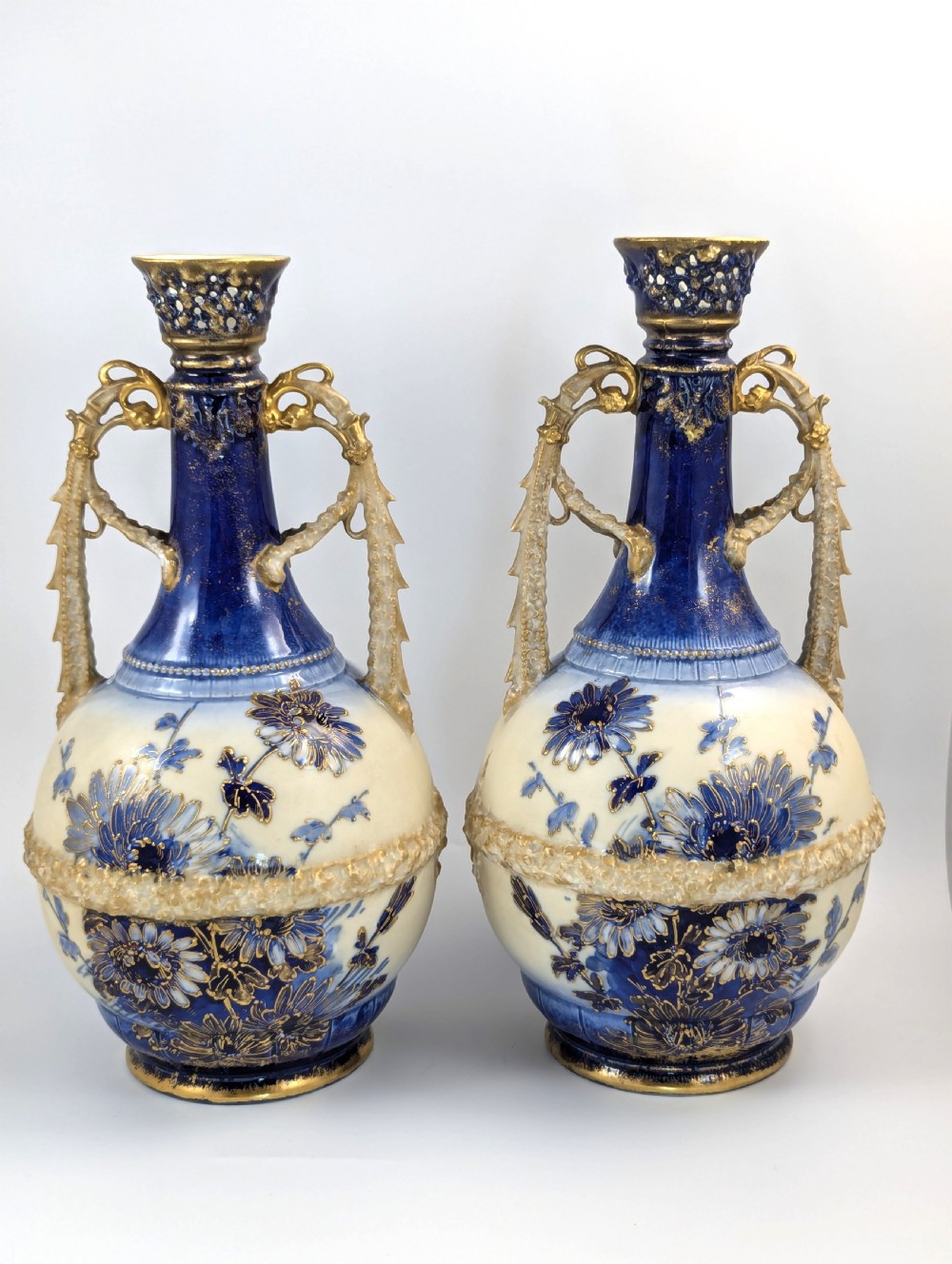 Antique Porcelain Hand Painted Vases by Ernst Wahliss , c.1910. View V