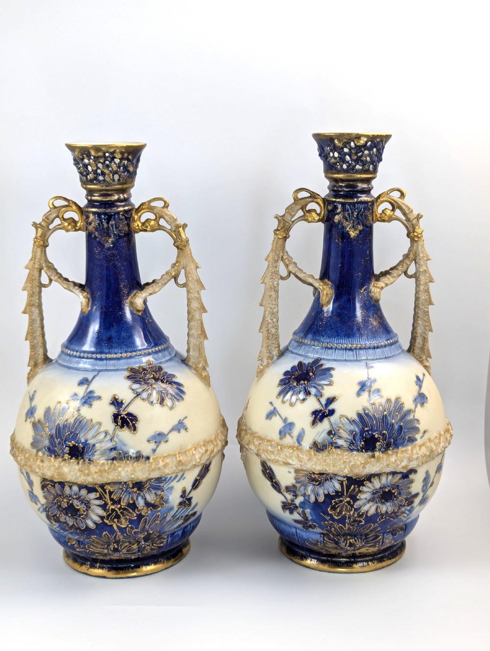 Antique Porcelain Hand Painted Vases by Ernst Wahliss , c.1910. View VII