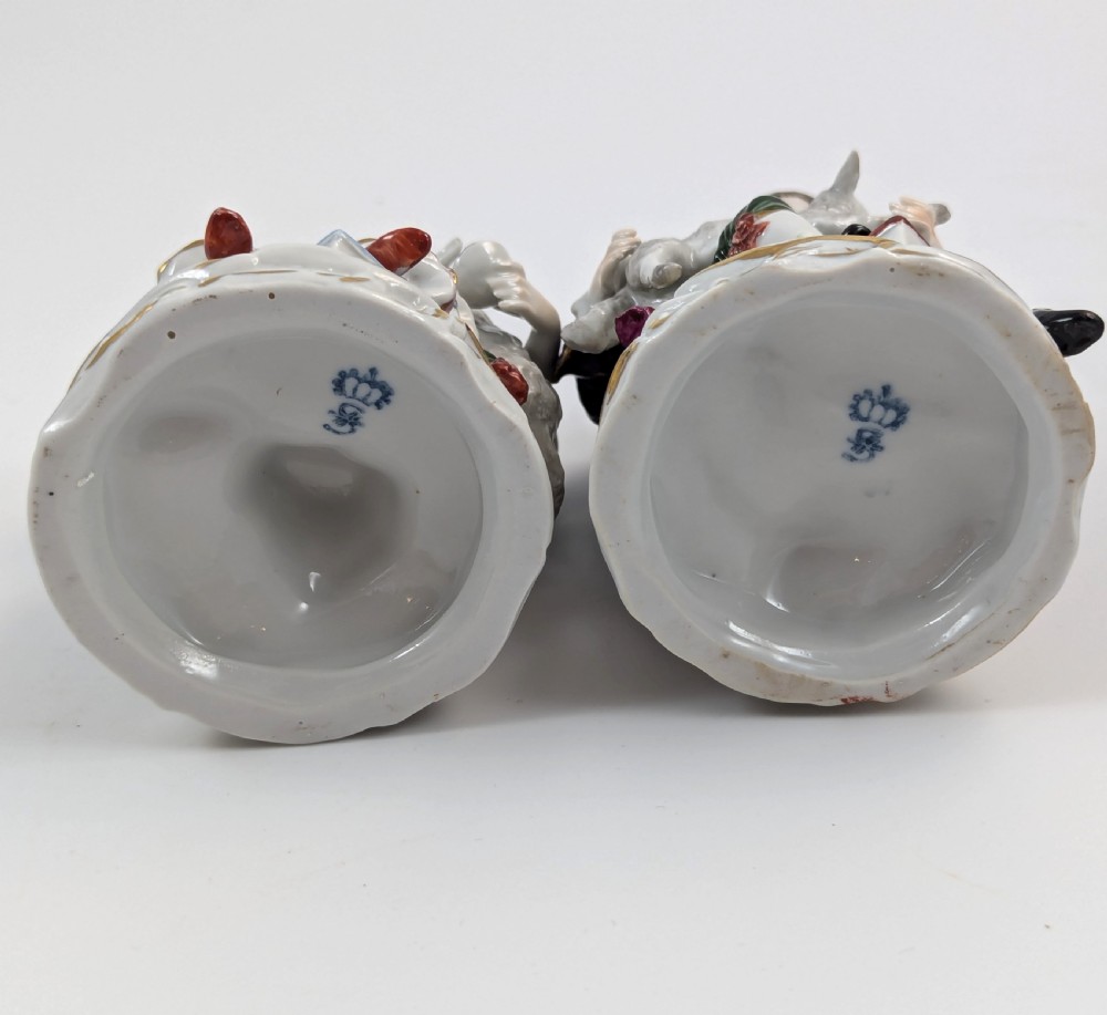 Antique Pair of Porcelain Figurines by Sitzendorf Factory, Germany, c. 1918 View VI
