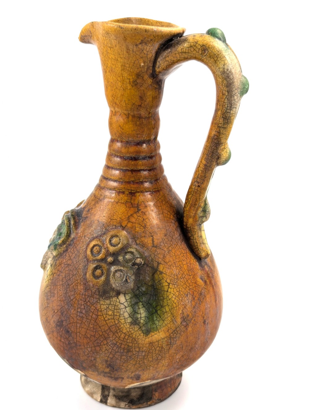 Antique Earthenware Amber (Yellow) Glazed Ewer, Cannakkale, mid-19th century View VI