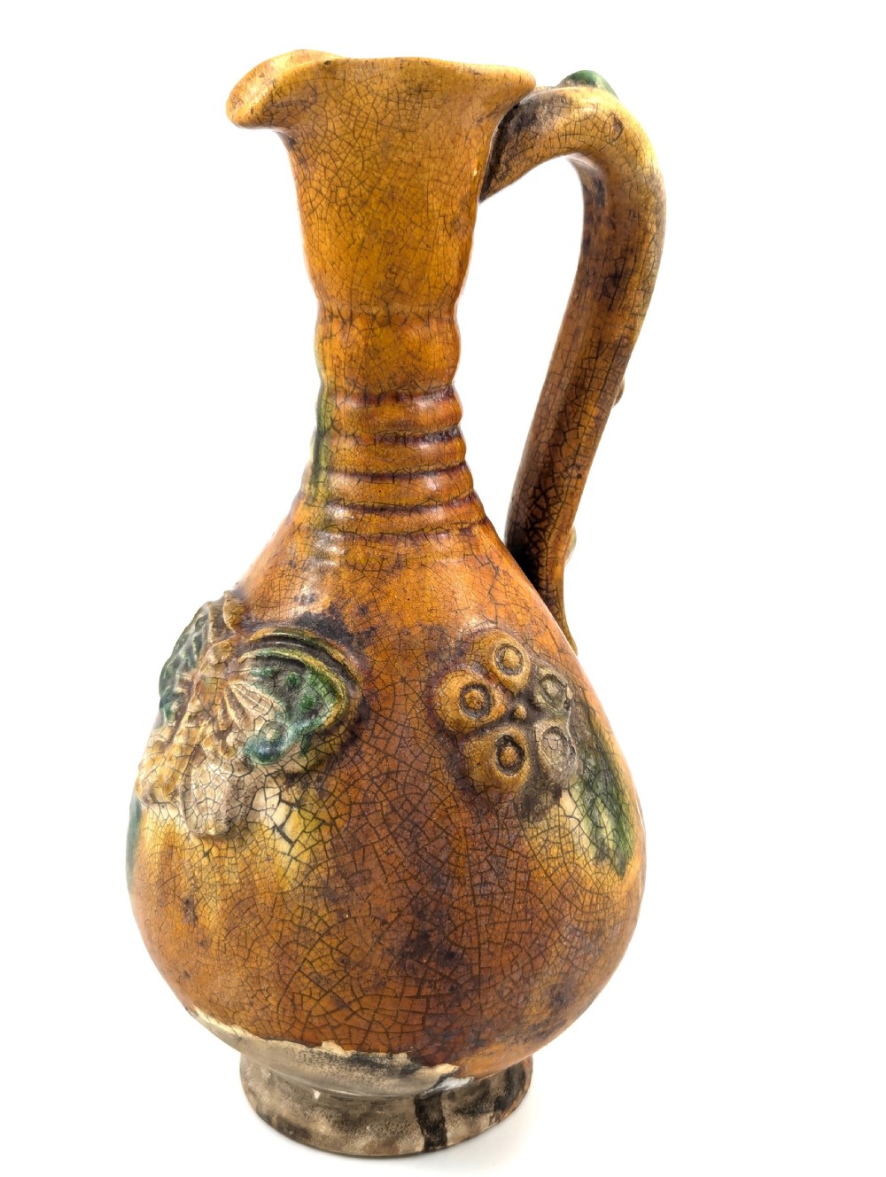Antique Earthenware Amber (Yellow) Glazed Ewer, Cannakkale, mid-19th century View VII