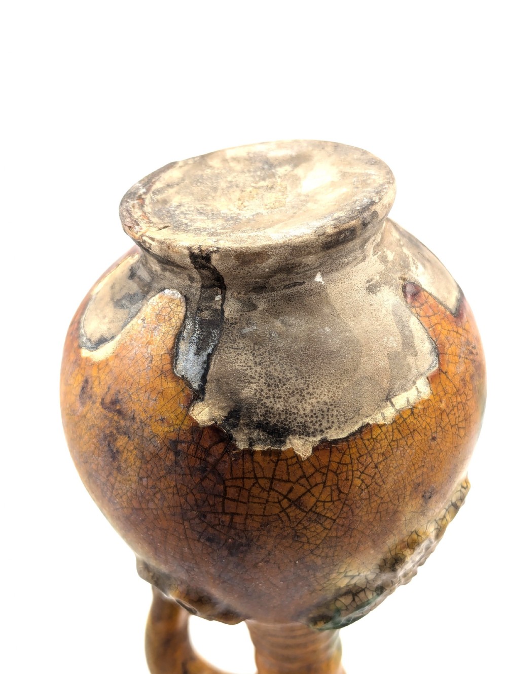 Antique Earthenware Amber (Yellow) Glazed Ewer, Cannakkale, mid-19th century View X