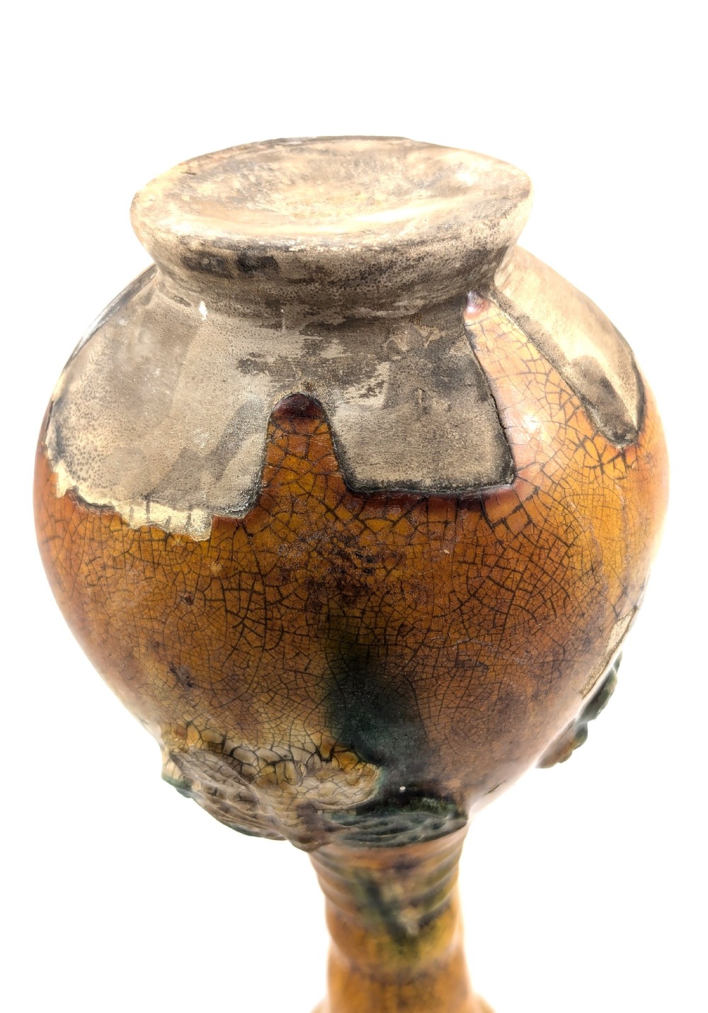Antique Earthenware Amber (Yellow) Glazed Ewer, Cannakkale, mid-19th century View XI