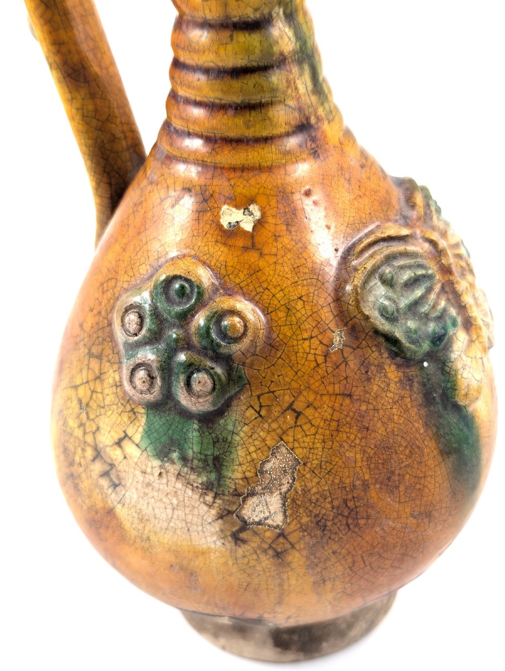 Antique Earthenware Amber (Yellow) Glazed Ewer, Cannakkale, mid-19th century View XIII