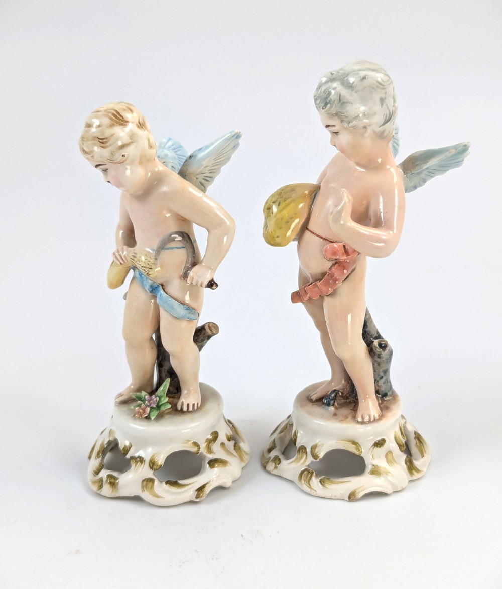 Antique Porcelain Cherubs Figurines by Bohne Söhne Rudolstadt, c. 1880. View II