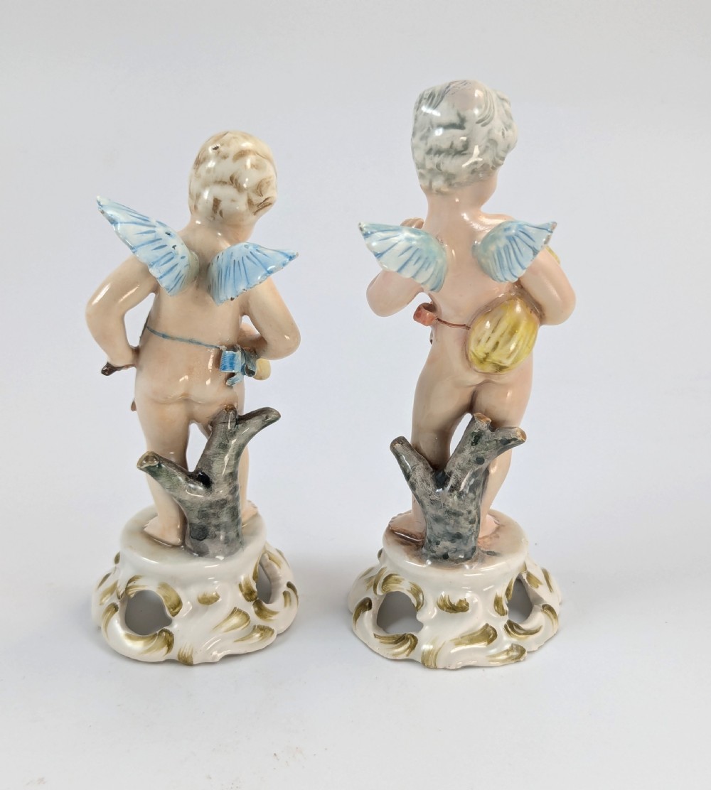 Antique Porcelain Cherubs Figurines by Bohne Söhne Rudolstadt, c. 1880. View IV