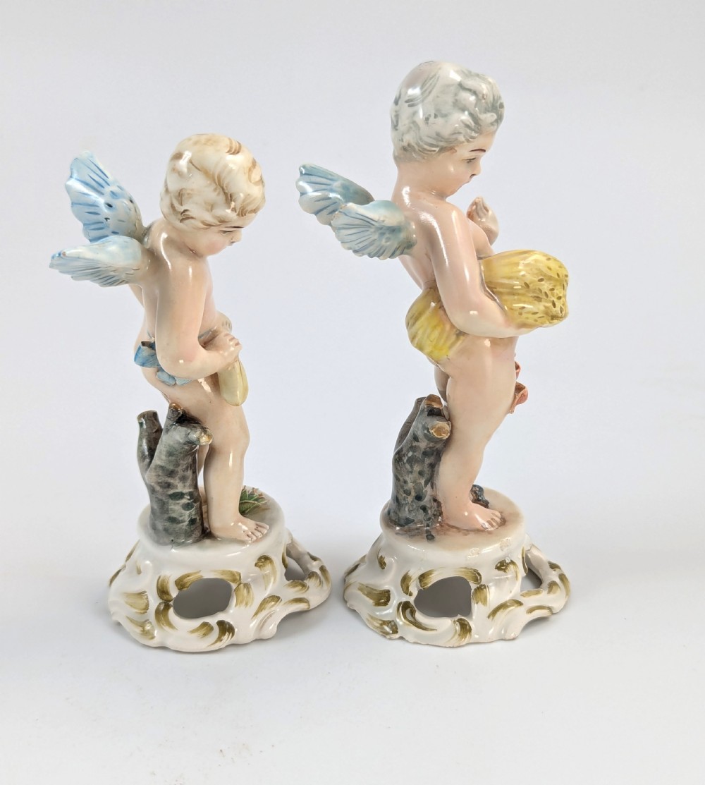 Antique Porcelain Cherubs Figurines by Bohne Söhne Rudolstadt, c. 1880. View V