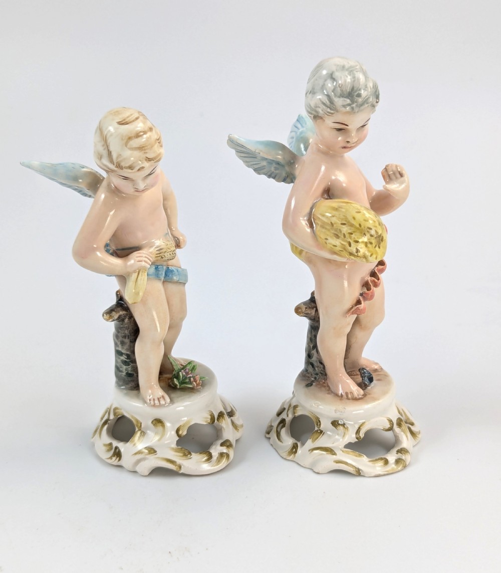 Antique Porcelain Cherubs Figurines by Bohne Söhne Rudolstadt, c. 1880. View VI
