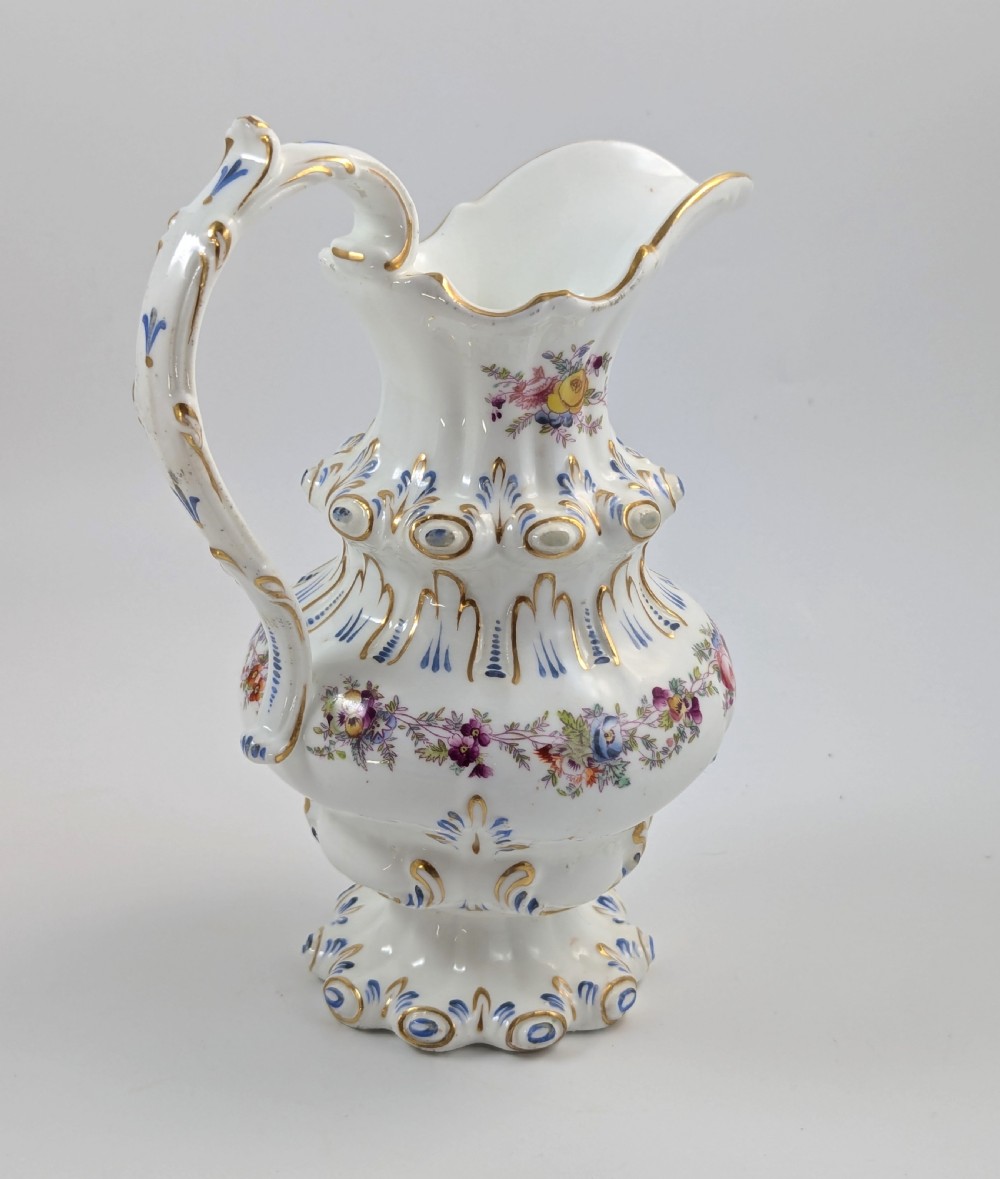 Antique Porcelain Gilt Floral Jug, Dresden style, Germany, c. middle of 19th century. View III