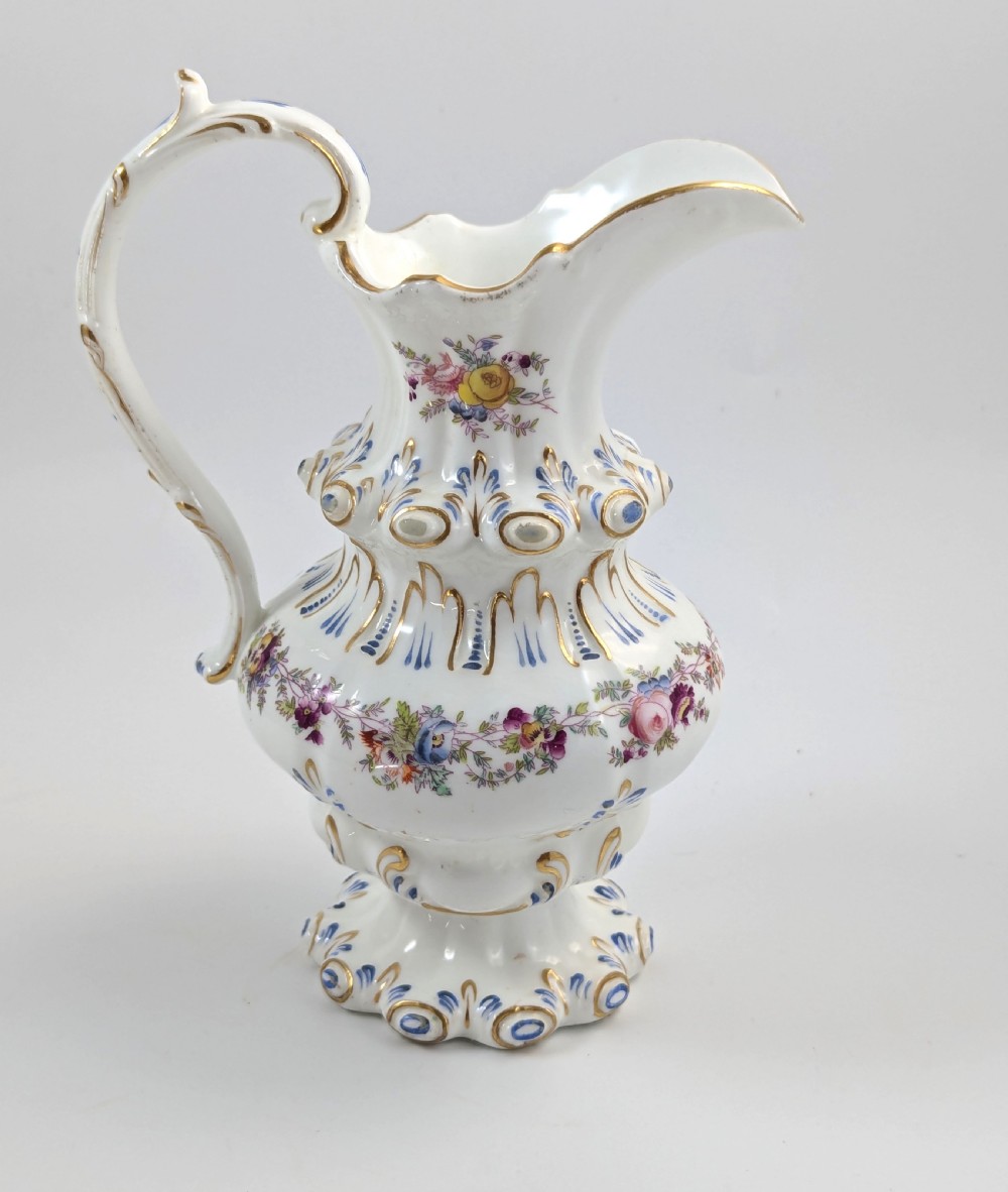 Antique Porcelain Gilt Floral Jug, Dresden style, Germany, c. middle of 19th century. View IV