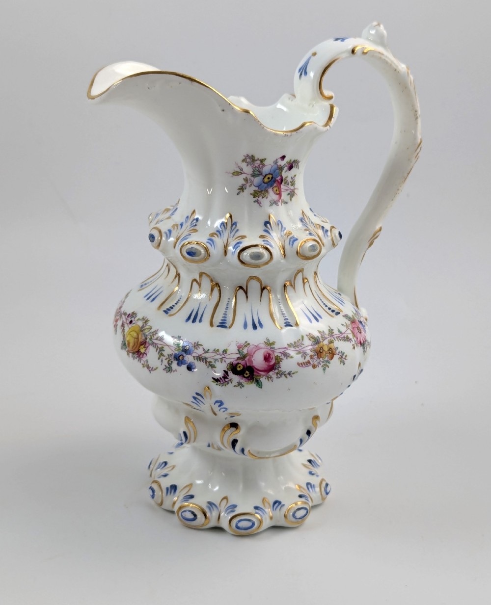 Antique Porcelain Gilt Floral Jug, Dresden style, Germany, c. middle of 19th century. View VII