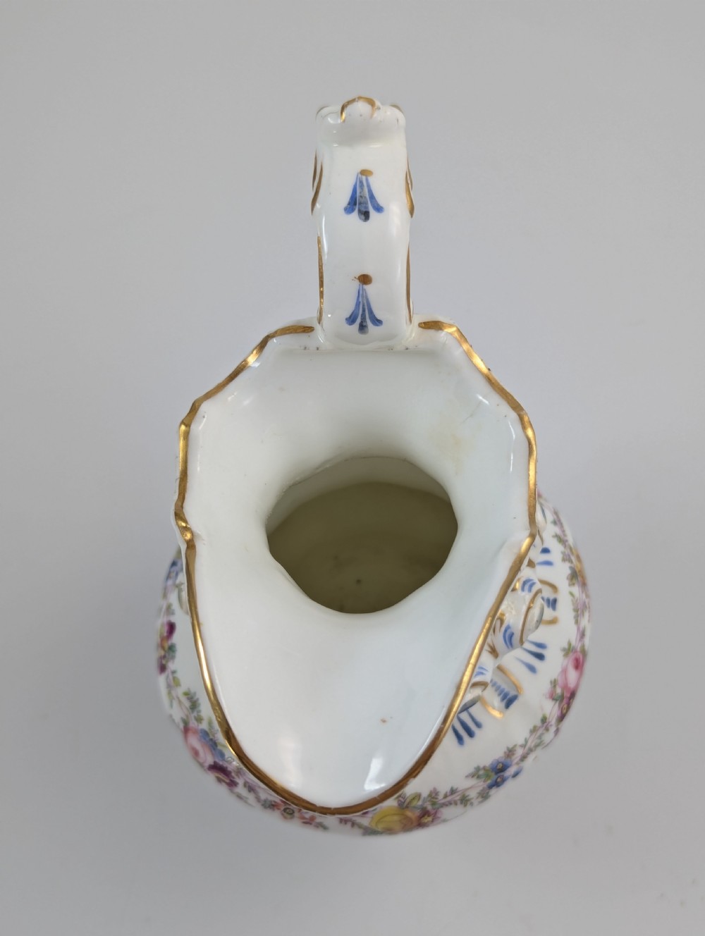 Antique Porcelain Gilt Floral Jug, Dresden style, Germany, c. middle of 19th century. View VIII