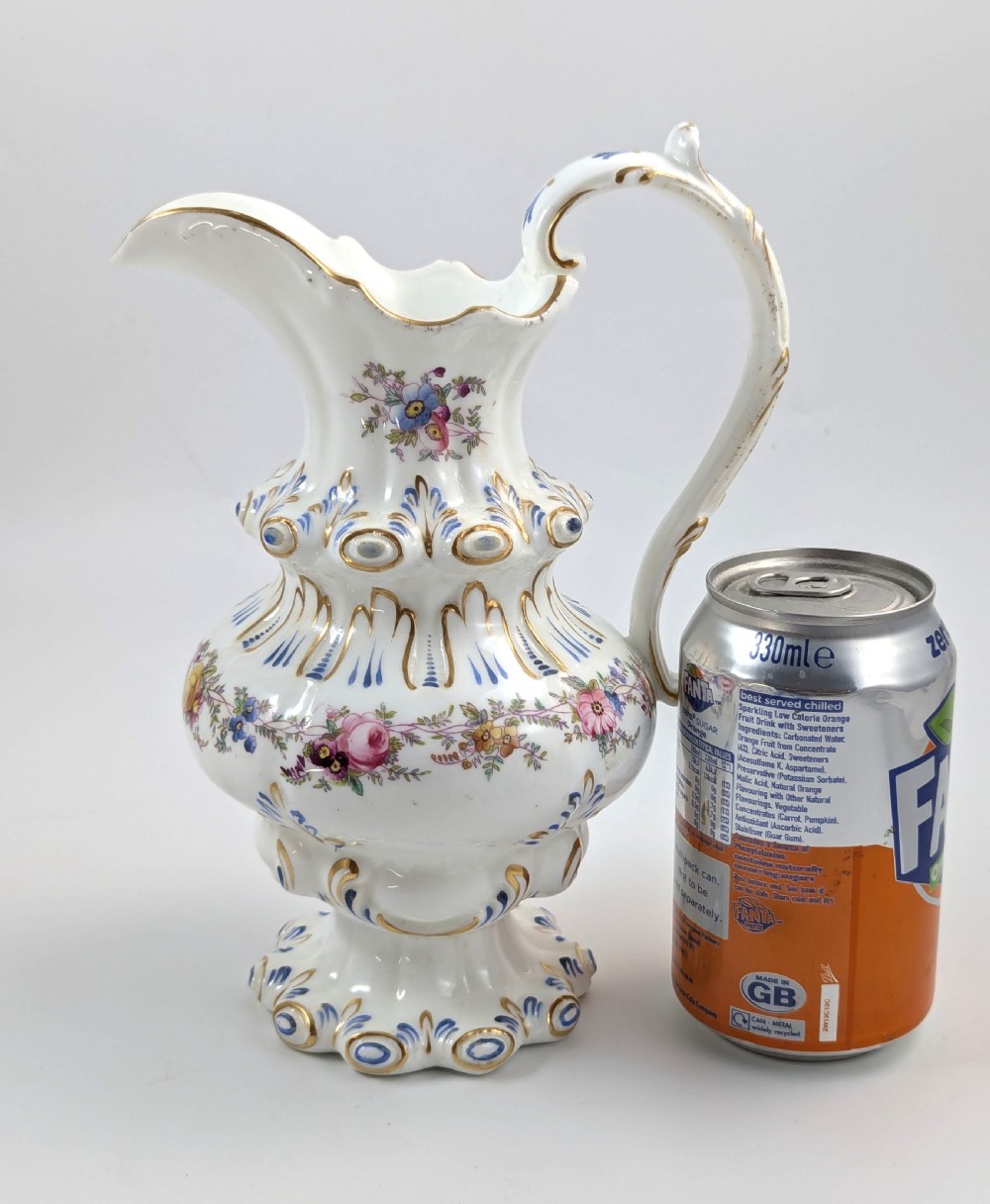 Antique Porcelain Gilt Floral Jug, Dresden style, Germany, c. middle of 19th century. View X