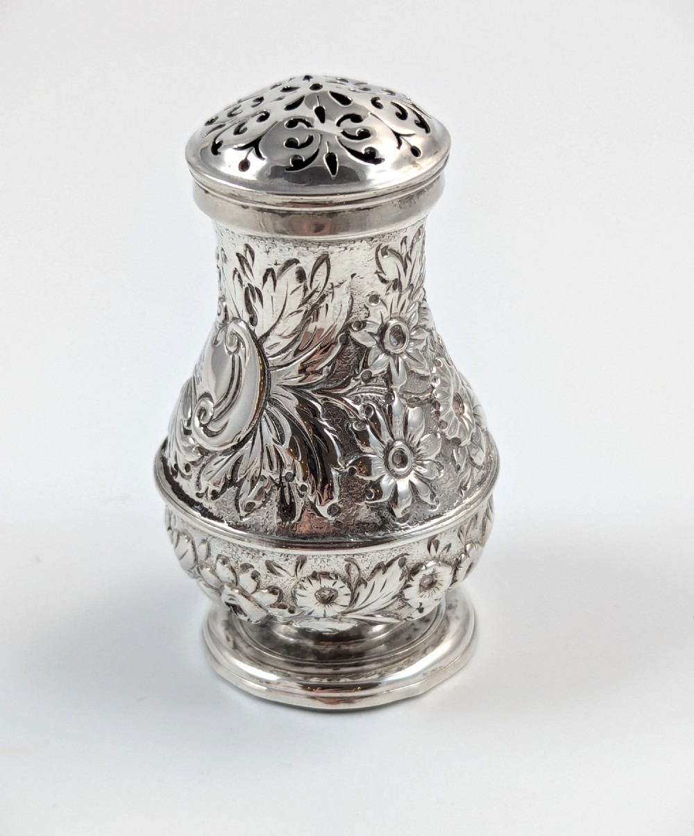 Antique Silver Sugar Caster, George II, 1738 – Very Rare View II
