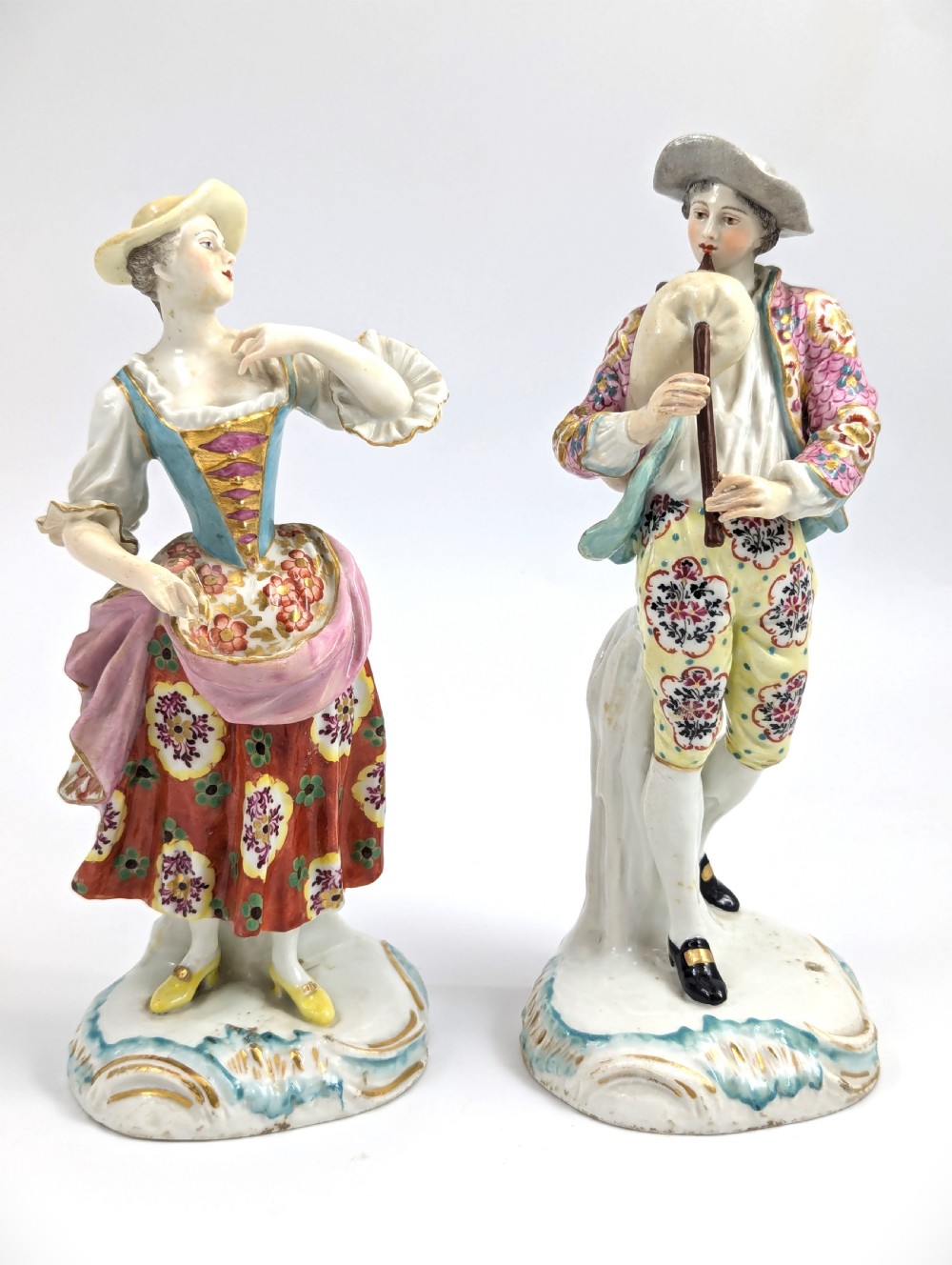 Antique Chelsea Porcelain Figurines, c. 1760
