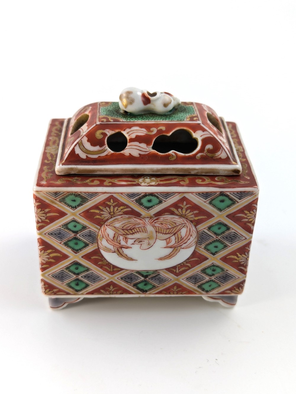 Antique Japanese Koro with Lid, Kutani, Meiji Period 