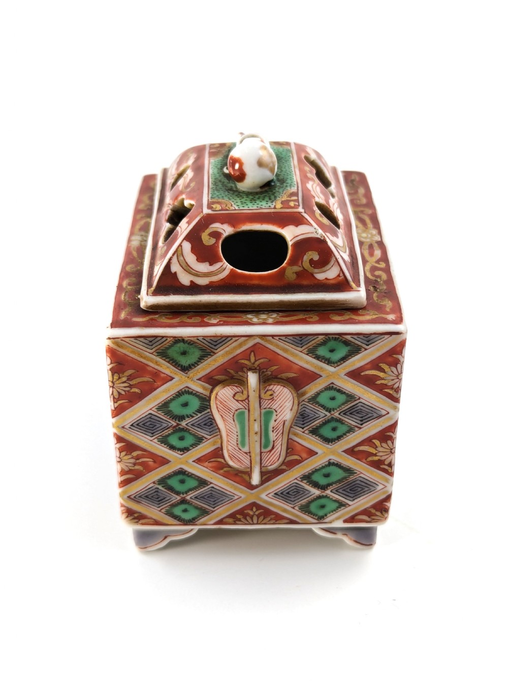 Antique Japanese Koro with Lid, Kutani, Meiji Period  View II