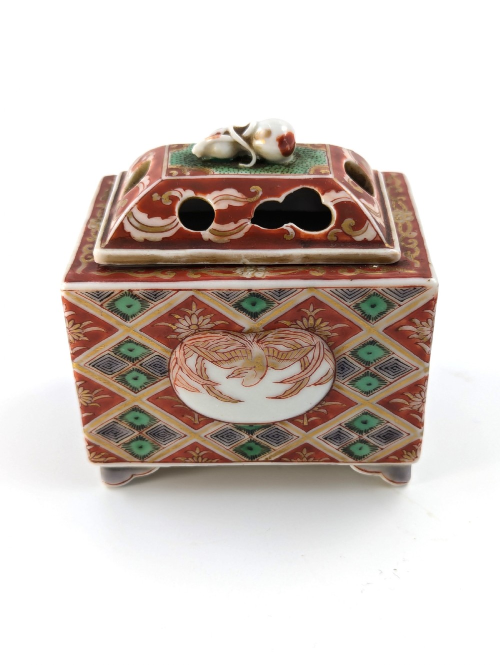 Antique Japanese Koro with Lid, Kutani, Meiji Period  View IV