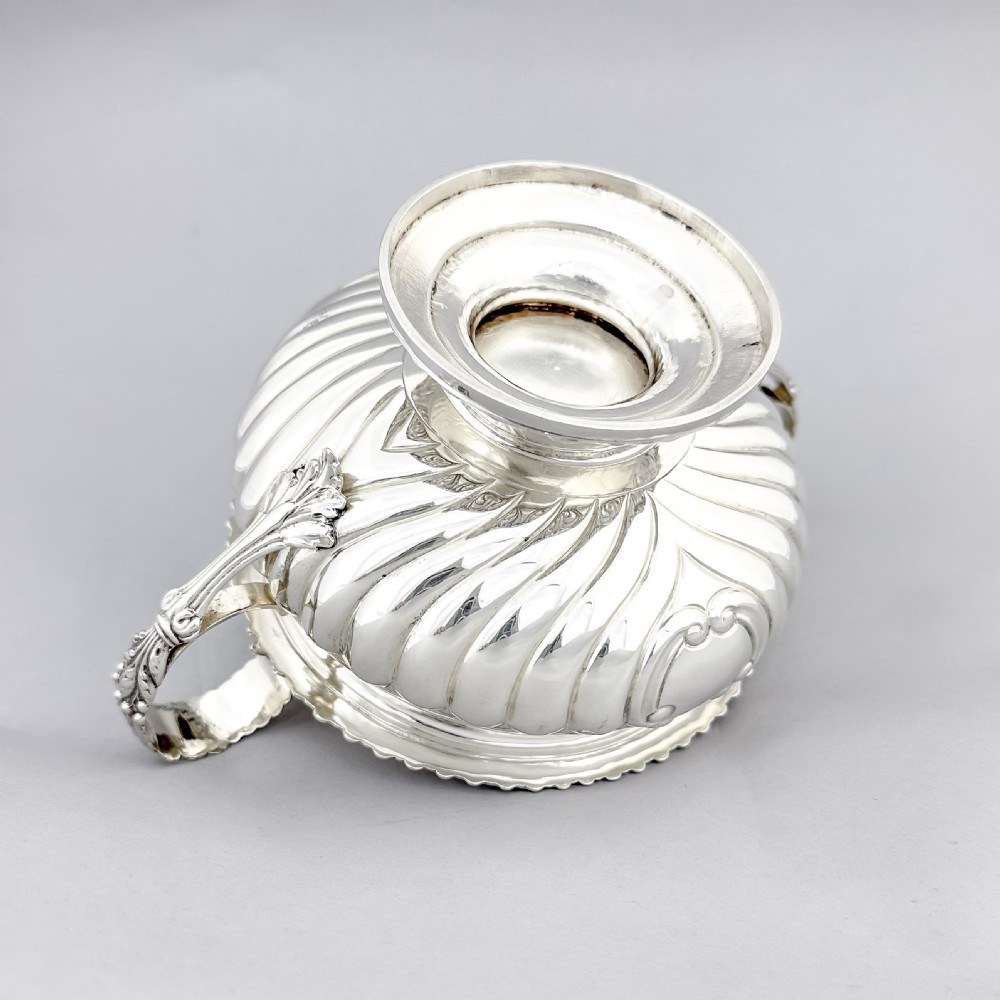 George IV Scottish sterling silver sugar basin and milk jug, gilt interior, embossed floral design, Charles Bendy, Edinburgh, 1822 View VII