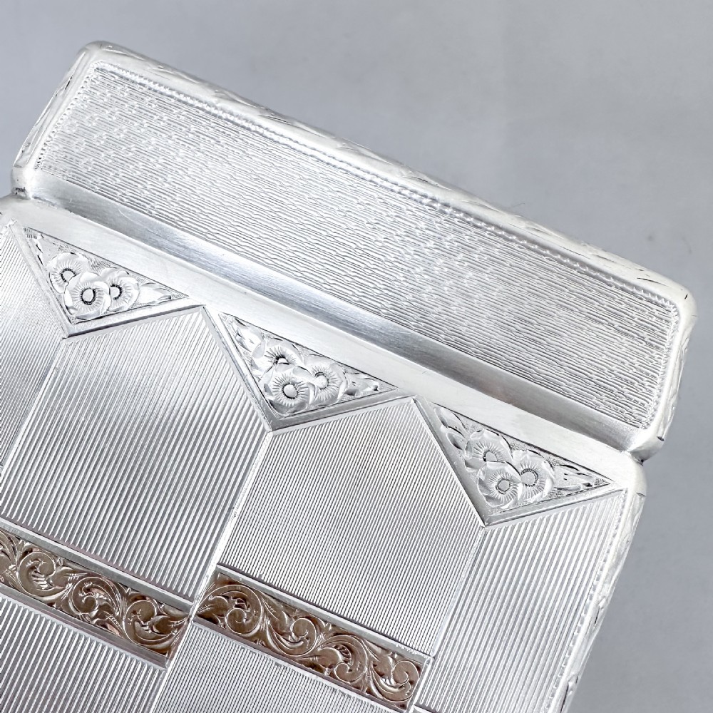 Silver Czech Art Deco Double Cigarette Case with Gold Scrolls View XVII