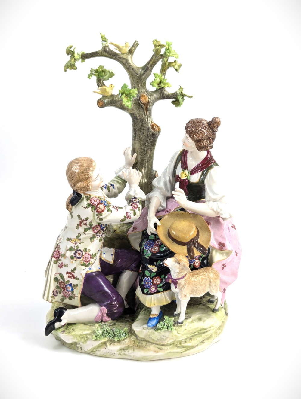 Large Porcelain Figurine Courting Couple, Carl Thieme, Dresden, c. 1880