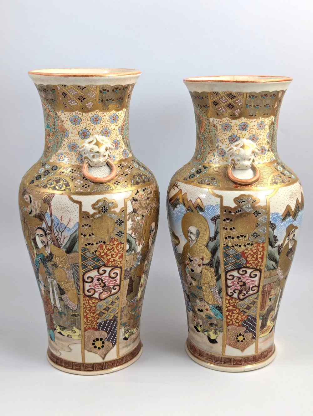 Satsuma Vases, Kyoto, Nishida Workshop , c. 1890 View II