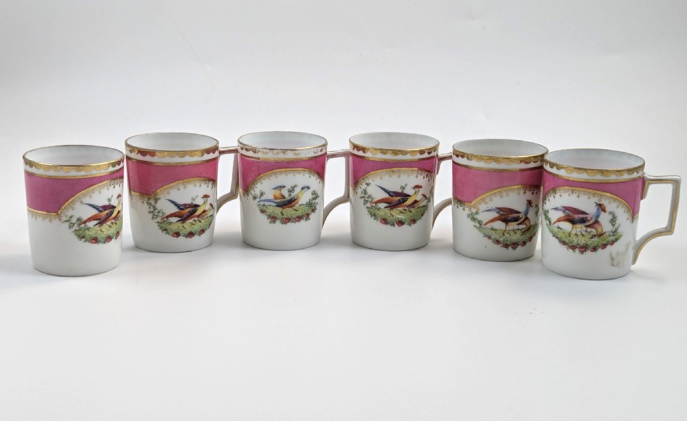Antique Victoria Austria porcelain 10pc coffee cup and saucer set for 5 persons View IV