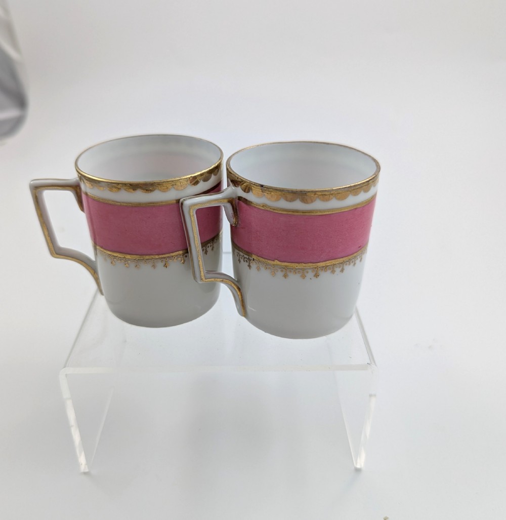 Antique Victoria Austria porcelain 10pc coffee cup and saucer set for 5 persons View XII