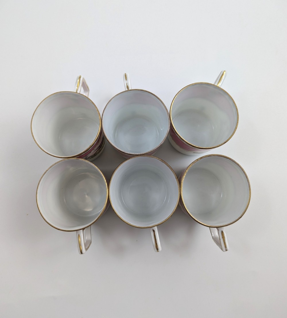 Antique Victoria Austria porcelain 10pc coffee cup and saucer set for 5 persons View XVI