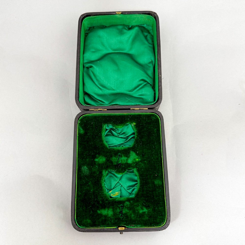 Pair of antique gilt sterling silver boxed navette salts with shell spoons, 1900 View IV