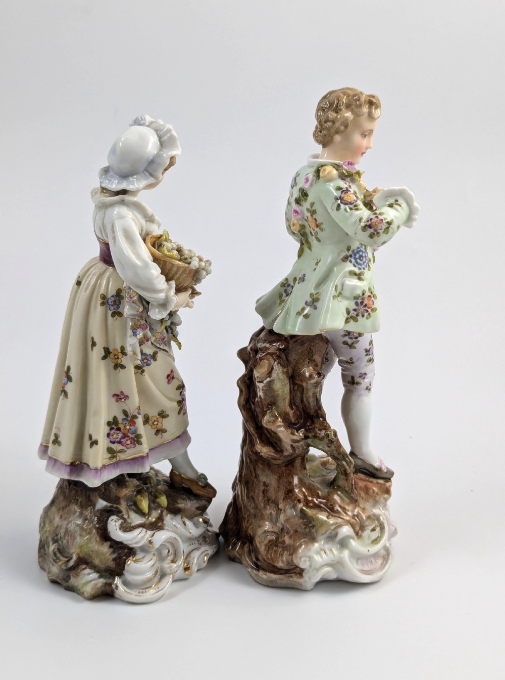 Triebner Volkstedt porcelain young couple with grapes and flowers, c. 1894 View IV