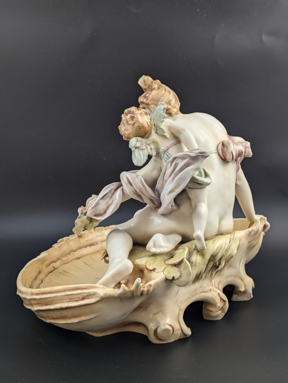 Art Nouveau Amphora Porcelain Figural Bowl with maiden and cherub, c. 1897 View V