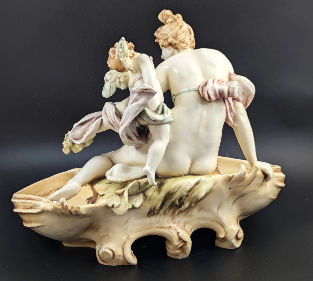Art Nouveau Amphora Porcelain Figural Bowl with maiden and cherub, c. 1897 View VI