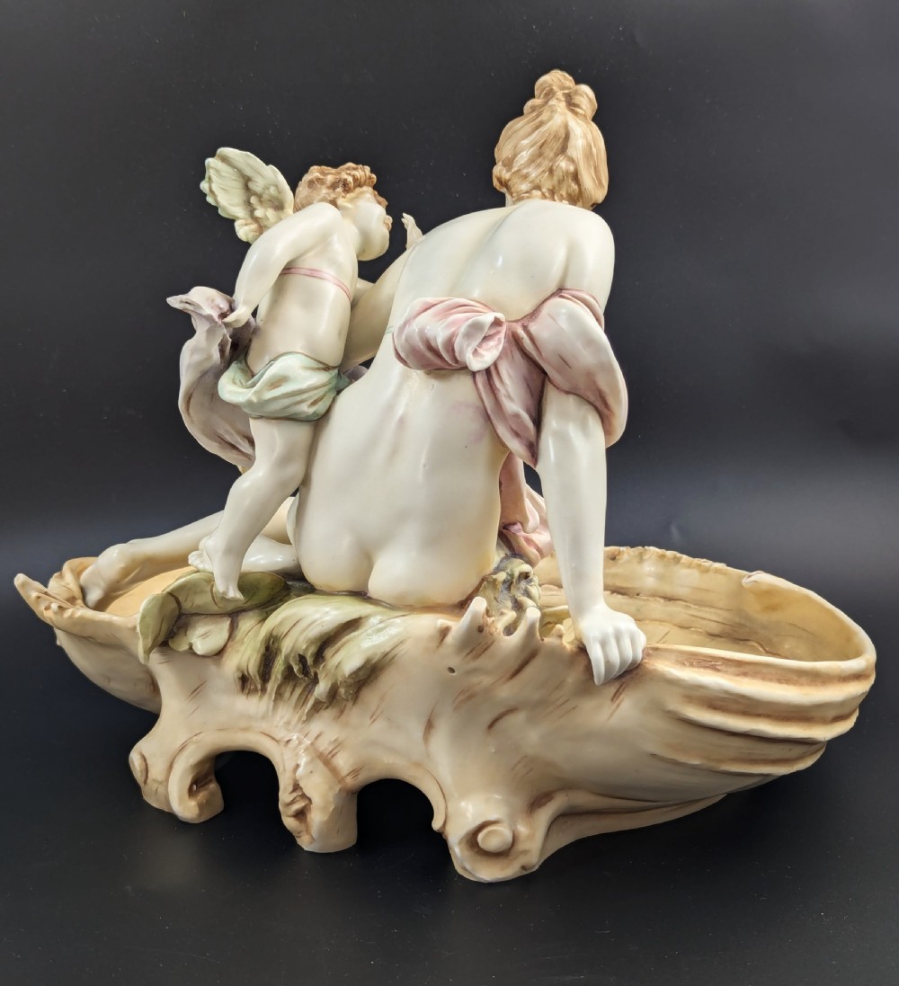 Art Nouveau Amphora Porcelain Figural Bowl with maiden and cherub, c. 1897 View VII