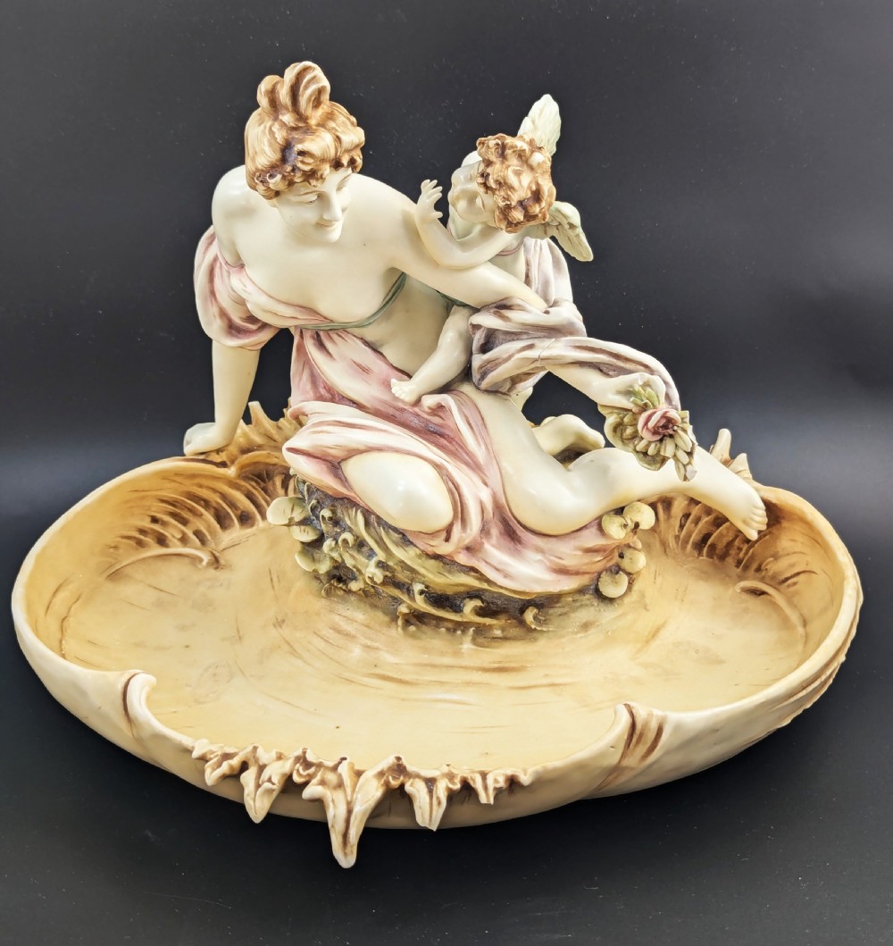 Art Nouveau Amphora Porcelain Figural Bowl with maiden and cherub, c. 1897 View XII