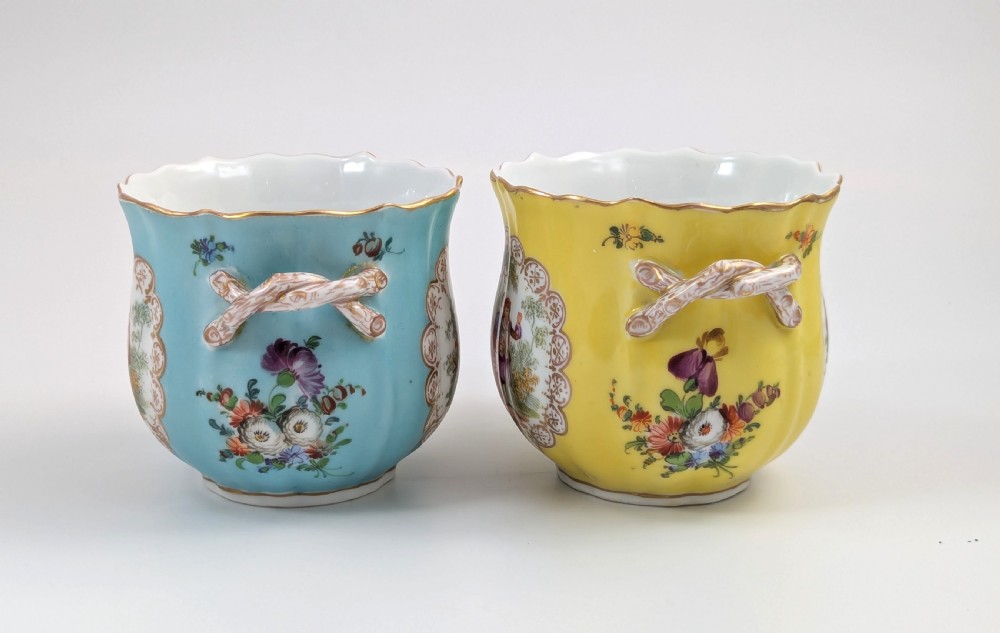Donath & Co Antique Porcelain Cache Pots, Dresden, c. 1895 View II