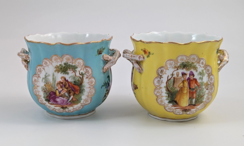 Donath & Co Antique Porcelain Cache Pots, Dresden, c. 1895 View III