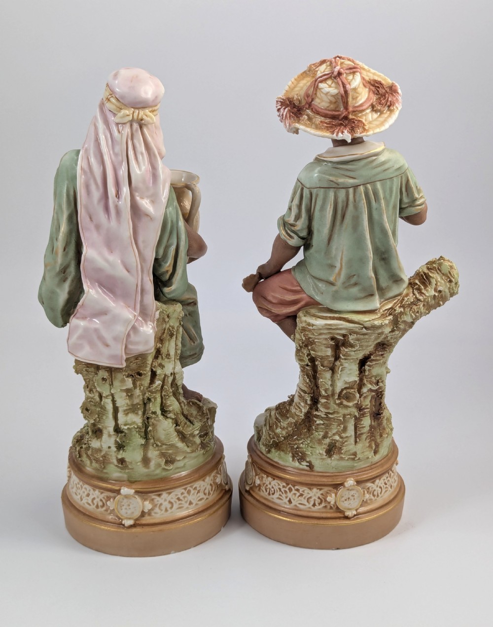 Antique Royal Dux Bohemia Porcelain Figures of Gypsy Boy and Girl, c. 1875 View IV