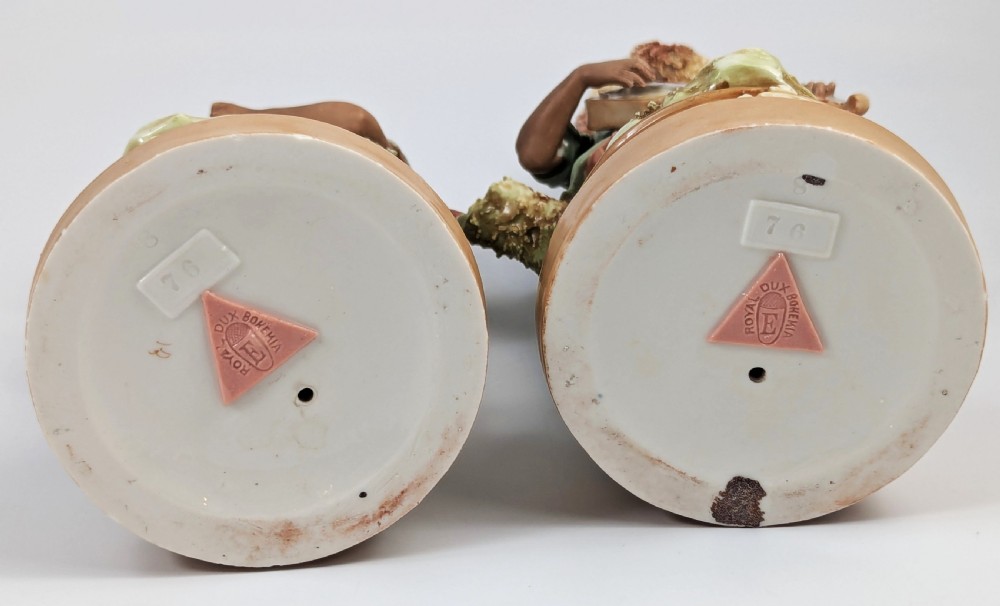 Antique Royal Dux Bohemia Porcelain Figures of Gypsy Boy and Girl, c. 1875 View VIII