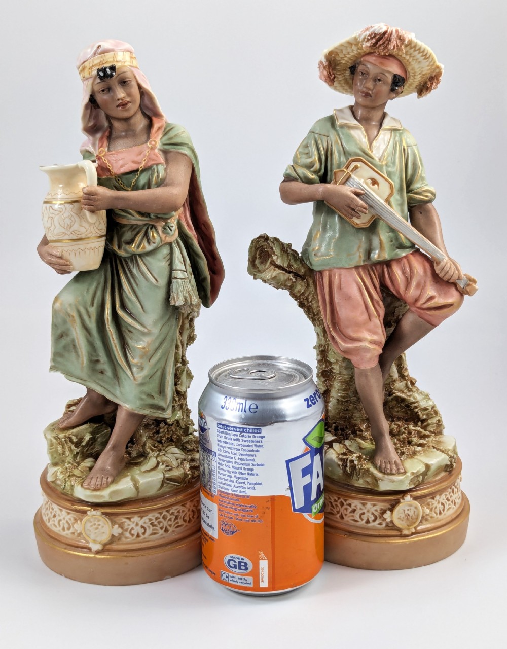 Antique Royal Dux Bohemia Porcelain Figures of Gypsy Boy and Girl, c. 1875 View XI