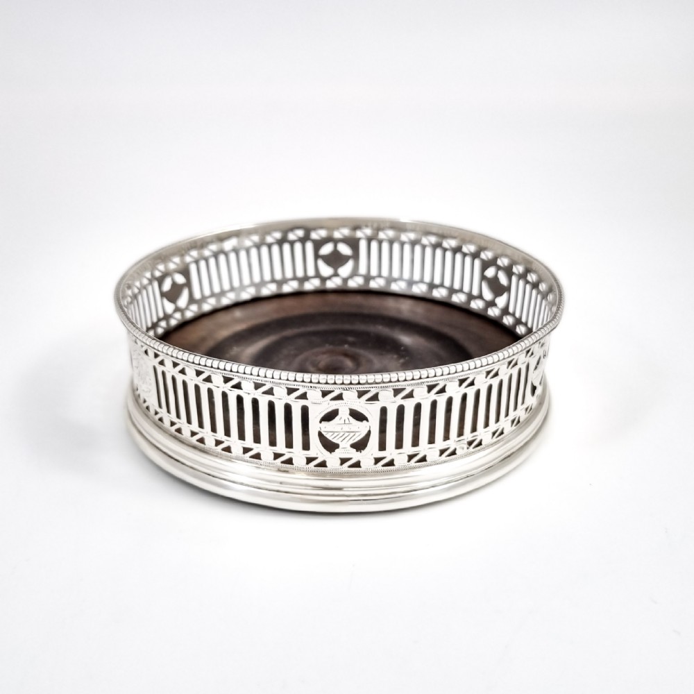 18th century Neoclassical sterling silver wine coasters, Thomas Daniell View XX