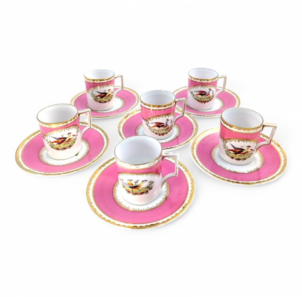 Antique Victoria Austria porcelain 10pc coffee cup and saucer set for 5 persons