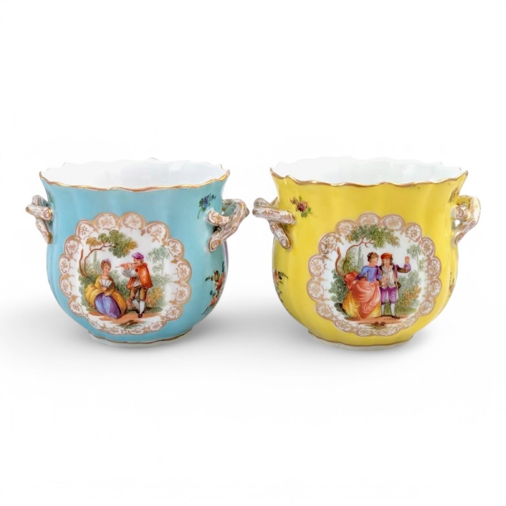 Donath & Co Antique Porcelain Cache Pots, Dresden, c. 1895