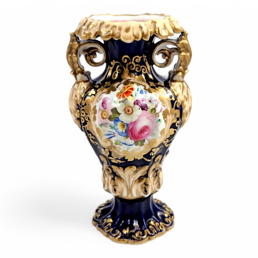 Antique Porcelain twin-handled cobalt gilt Vase, Dresden style